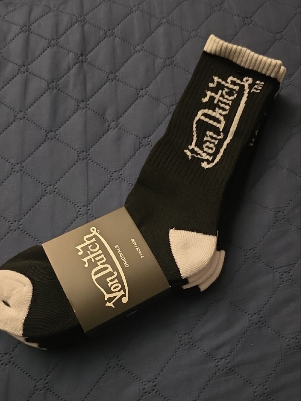 Von Dutch Black and White Logo 3 Pair Crew Socks - Picture 3 of 9